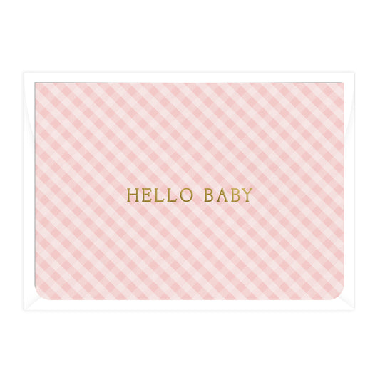'Hello Baby' Blush Gingham Greeting Card (RRP $6.95)