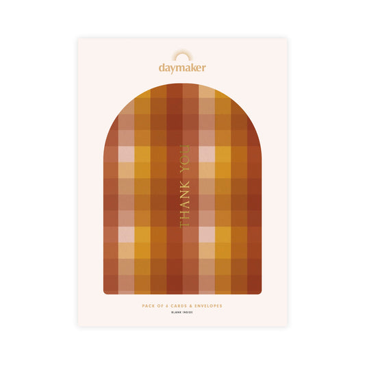 'Thank You' Gingham Sunset Greeting Cards (6pk)