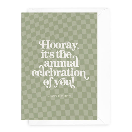 'Hooray it's the annual celebration of you!' Greeting Card (RRP from $6.95)