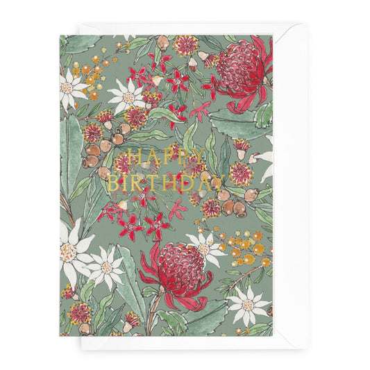 'Happy Birthday' Native Floral Greeting Card (RRP $6.95)