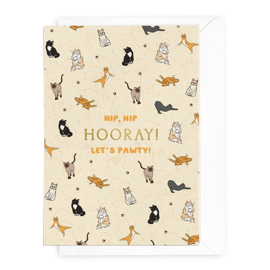 'Hooray, Let's Pawty!' Cats Greeting Card (RRP $6.95)