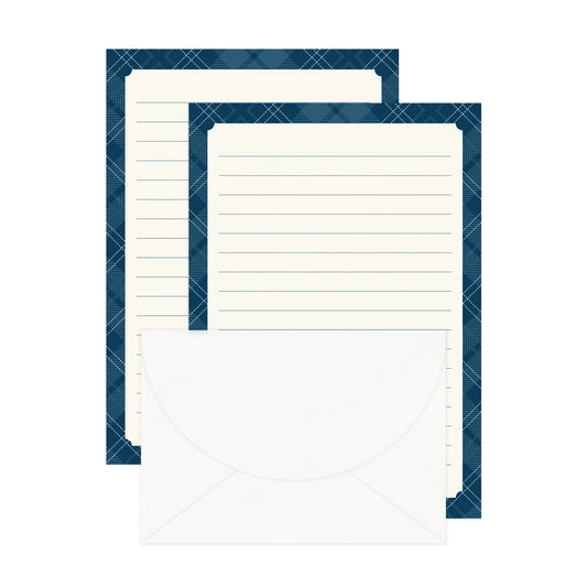 'Navy Tartan' Lined Letter Writing Stationery (RRP $14.95)